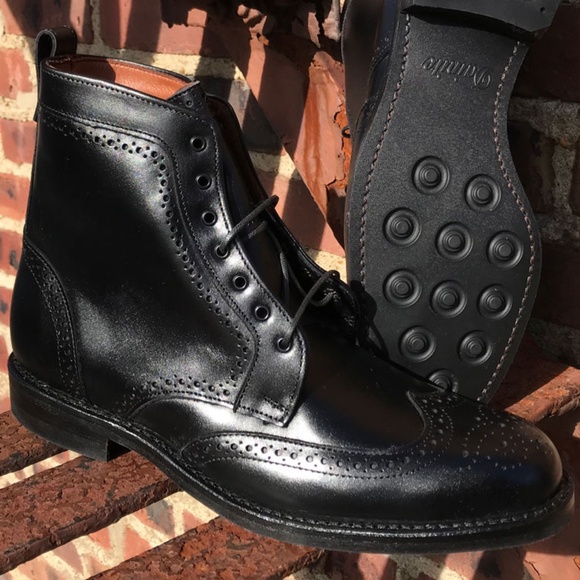 Allen Edmonds Dalton Wingtip Dress Boots Black Leather Men’s Size 9 D - Picture 1 of 13